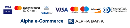 Accepted Payment Methods: Visa, Mastercard, Discover, Diners Club, Alpha e-Commerce, Alpha Bank