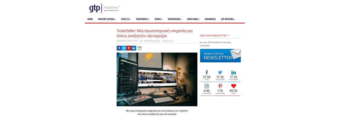 GTP article about TicketSeller and new career opportunities in tourism