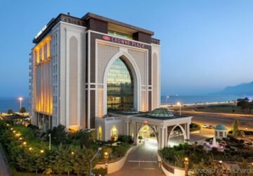 Exterior view of Crowne Plaza Hotel in Antalya, Turkey, luxury seaside accommodation